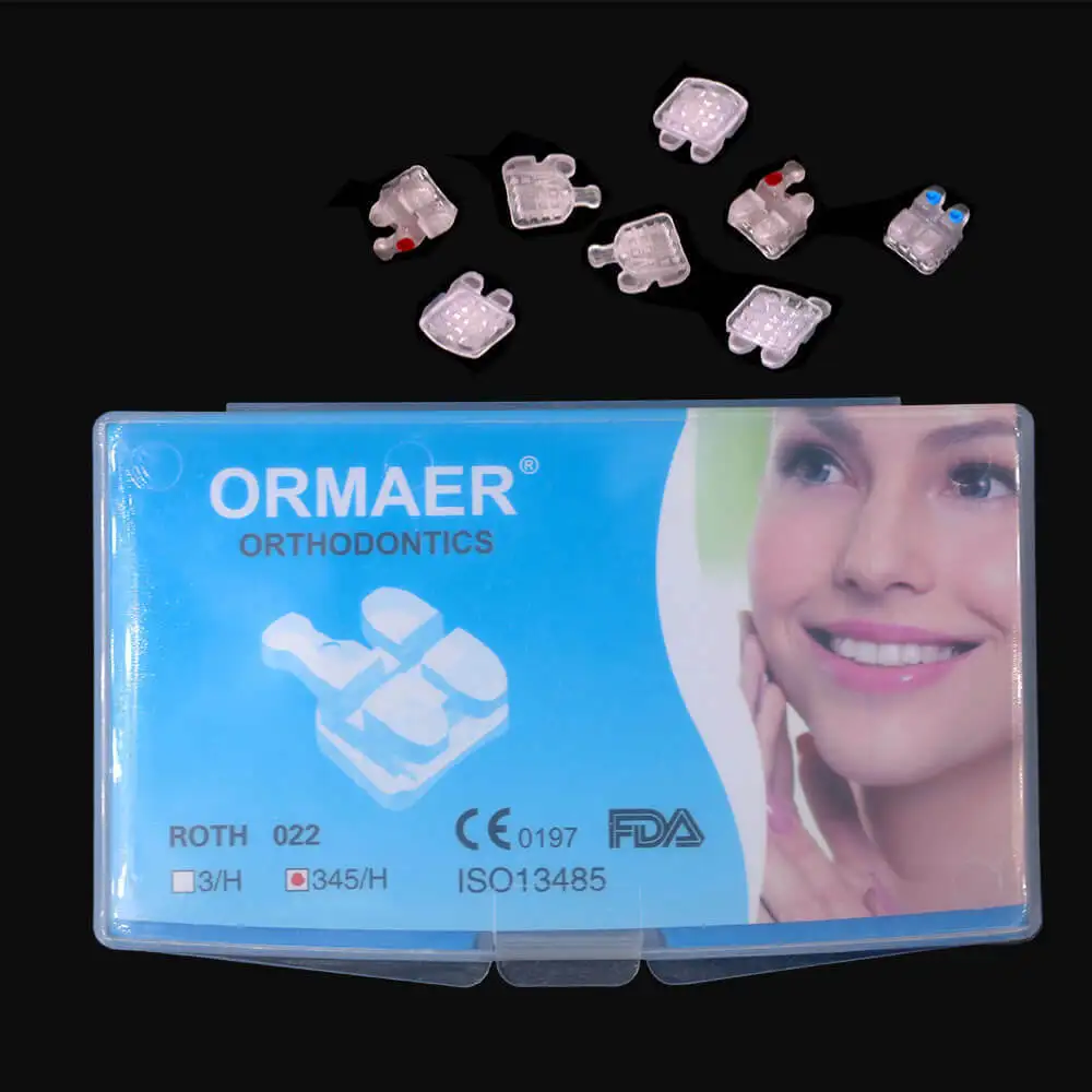 Invisible Orthodontics Dental Braces Brackets For Teeth Ceramics ORMAER Roth 018 345 With Hooks 022 Dentistry Dentist materials