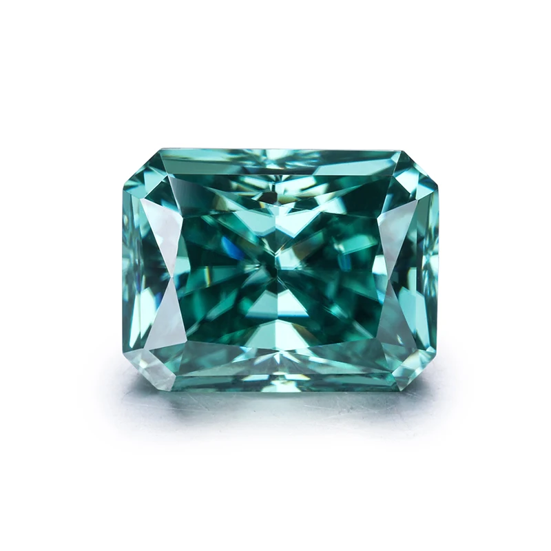 

Letmexc Top Green Moissanite Radiant Cut Lab Diamond VVS1 Passed Diamond Tester for Custom Jewelry with GRA Certificate