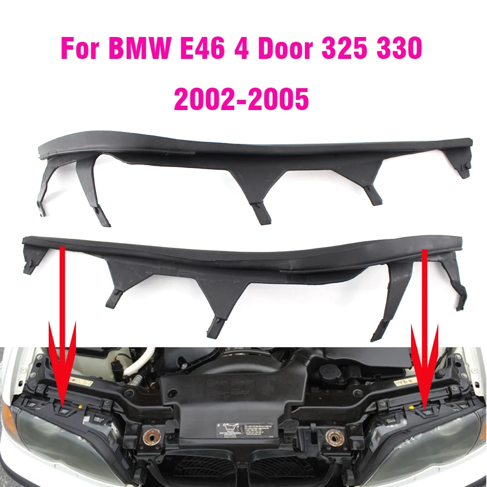 

Car Front Upper Headlight Cover Strips Trims Headlight Sealing Strip Gasket For BMW E46 4 Door 325I 2002 2003 2004 2005