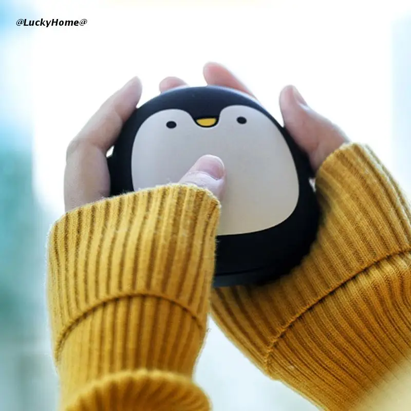 Cute Cartoon Penguin Polar Bear Electric Hand Warmers USB Rechargeable Double-Side Heating Pocket Power Bank Warmer Heater