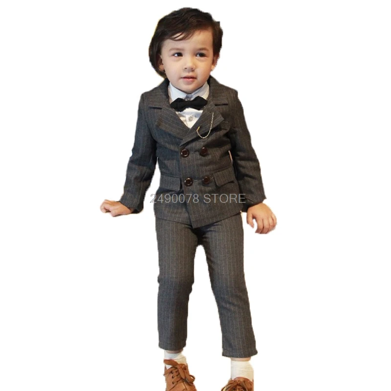 

2020 Kids Wedding Blazer +Pants 2Pcs Suit Flower Boys Brand Formal Tuxedos Kids Host Dance Performance Party Dress Costume