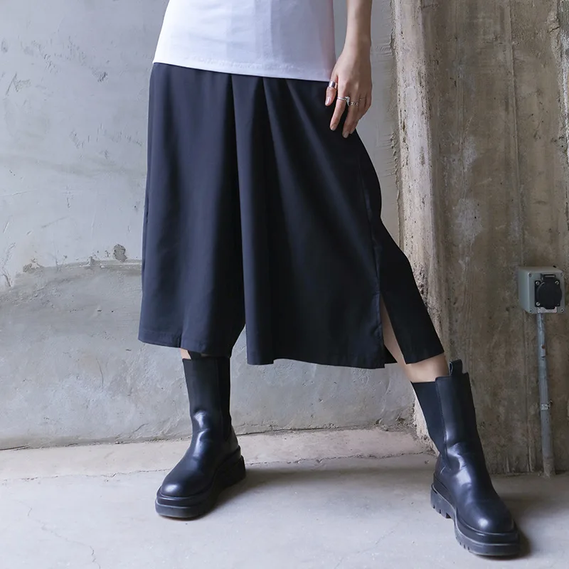 Ladies Pant Skirt Spring/Summer New Yamamoto Style Classic Black Simple Loose Large Size Seven Minutes Wide Leg Pants