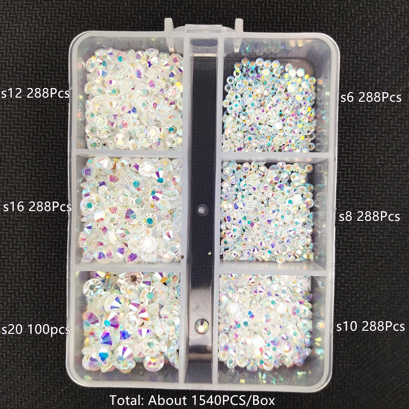 Sapphire 3D Nail Art Rhinestones Decorations Glass Non HotFix Rhinestones  FlatBack Strass Sewing&Fabric Garment