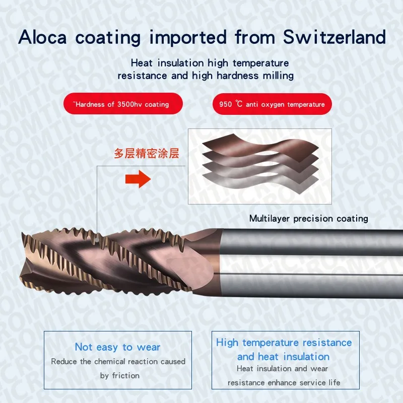 Fresa rivestimento in lega utensile in acciaio al tungsteno Cnc Maching 4 lame sgrossatura frese fresa fresa per metallo