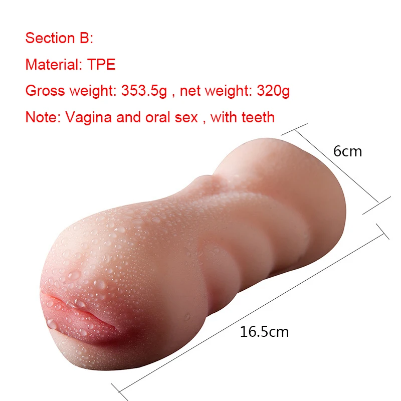 Male Masturbator Realistic Vagina Oral Mouth Aircraft Cup Real Pussy Sexo Intimate Goods Deep Throat Double Hole Sex Toy for Men