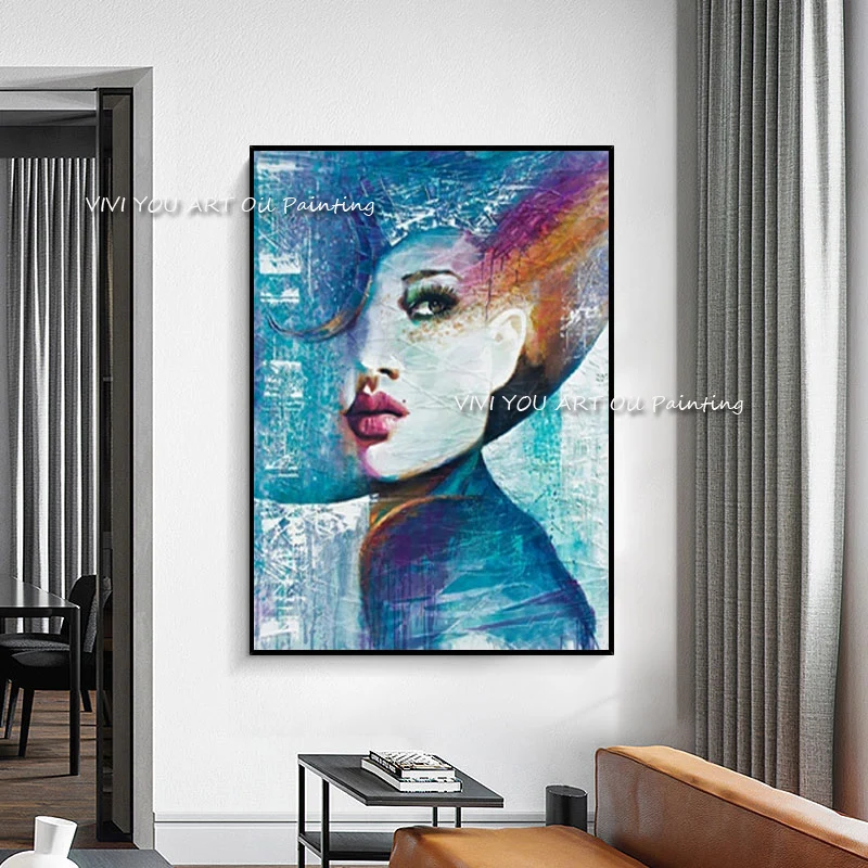 The Best Handmade Ice Queen Alsa Figure Abstract Woman Face Painting on Canvas Posters Wall Art for Living Room Decor Watercolor