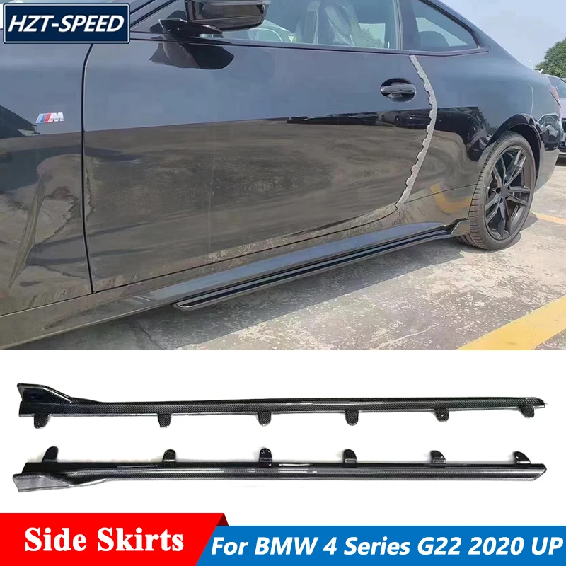 2 PCS Carbon Fiber Material Side Skirts Extensions Lip For BMW 4 Series G22 G23 425i 430i Car Tuning 2020 Up