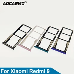 Aocarmo For XiaoMi Redmi 9 Metal Plastic Nano Sim Card Tray MicroSD Slot Holder Replacement Part