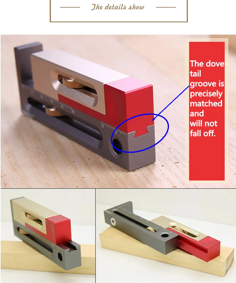 Table Saw Slot Adjuster Mortise and Tenon Tool Woodworking Movable Measuring Block