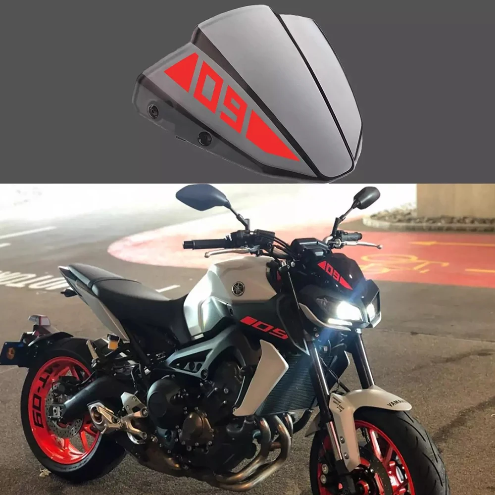 Windshield Windscreen For Yamaha MT-09 FZ-09 2017 2018 2019 2020 Motorcycle Pare-brise Wind Deflectors with MT09 stickers