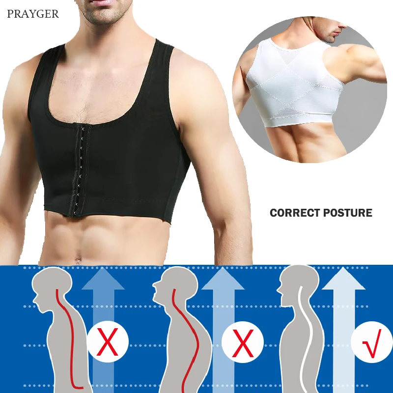 Men Gynecomastia Shaper Slimming Chest Corset Compression Body Building Sleeveless Tops Correct Posture 1219