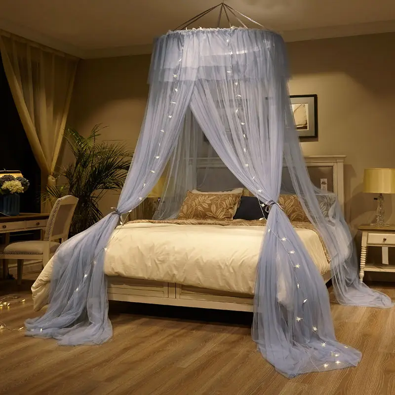 Household Breathable Hanging Dome Mosquito Net Romantic Canopy Bed Valance Fringe Lace Tent Dream Room Decoration Mosquito Net