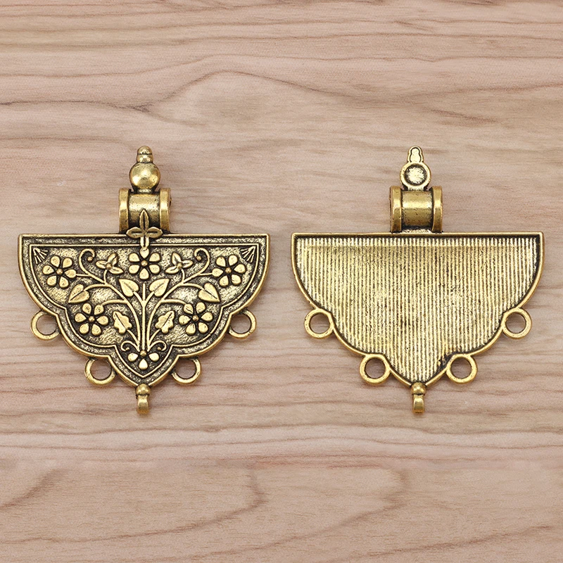 3 Pieces Antique Gold Color Large Tribal Multi Strand Flower Connector Charms Pendants for Necklace Jewellery Making