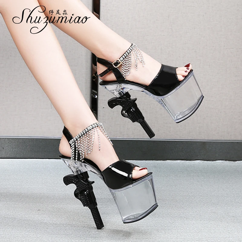 Stripper Shoes Pole Dance High Heels Sexy Women Shoes Transparent Sandals Women Wedding Dress 2020 Pistol Heel  Female Sandals