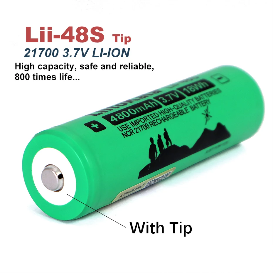 1-10PCS LiitoKala Lii-48S 3.7V 4800mAh 21700 Battery 9.6A Power 2C Rate Discharge Lithium Battery For Flashlight (NO PCB)