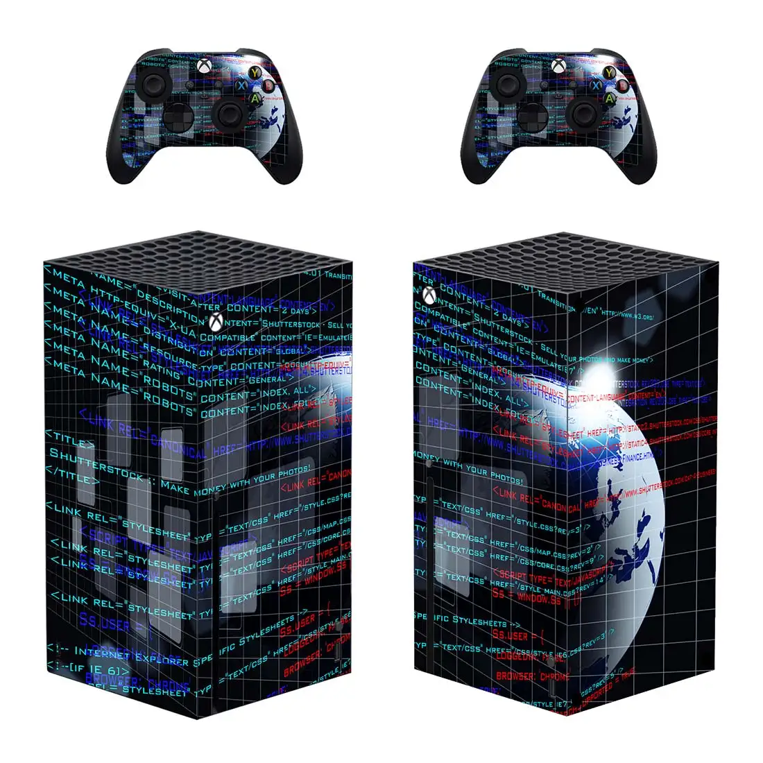 Adesivo Skin Code World Style Xbox Series X per Console e 2 controller Decal Skin protettive in vinile stile 1