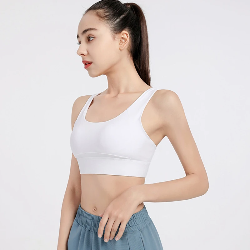 Sport Bras Women High Impact Gym Workout Bra Girls Cross Straps Shockproof Fitness Brassiere Padded Running Yoga Vest Tank Tops