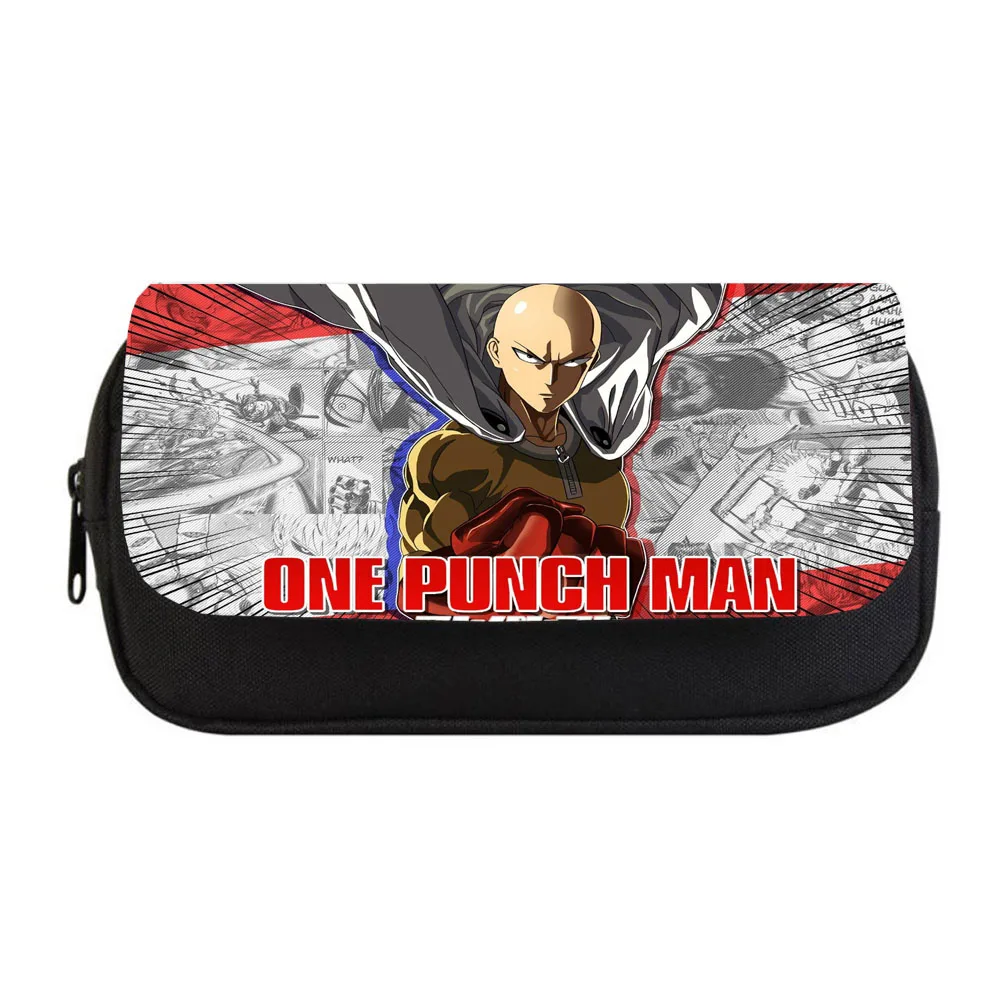 Anime ONE PUNCH-MAN Pencil bag Women Makeup Bag Child boys girls Pencil Case Student Double Zipper pencil Bag Handbag Purse