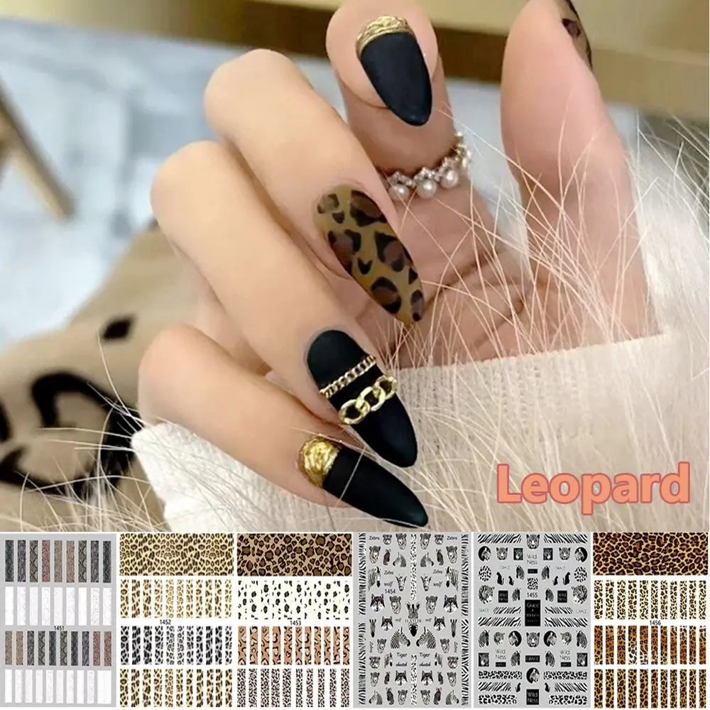 Yılan kaplan leopar desen Nail Art Sticker su transferi çıkartma hayvan baskı tırnak süsü Slider tam kapak manikür dekorasyon