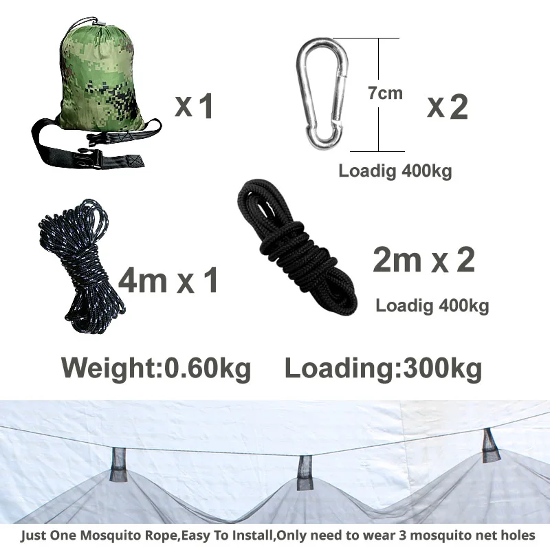 Camping Hammock with Mosquito Net Pop-Up Light Portable Outdoor Parachute Hammocks Swing Sleeping Hammock Camping Stuff