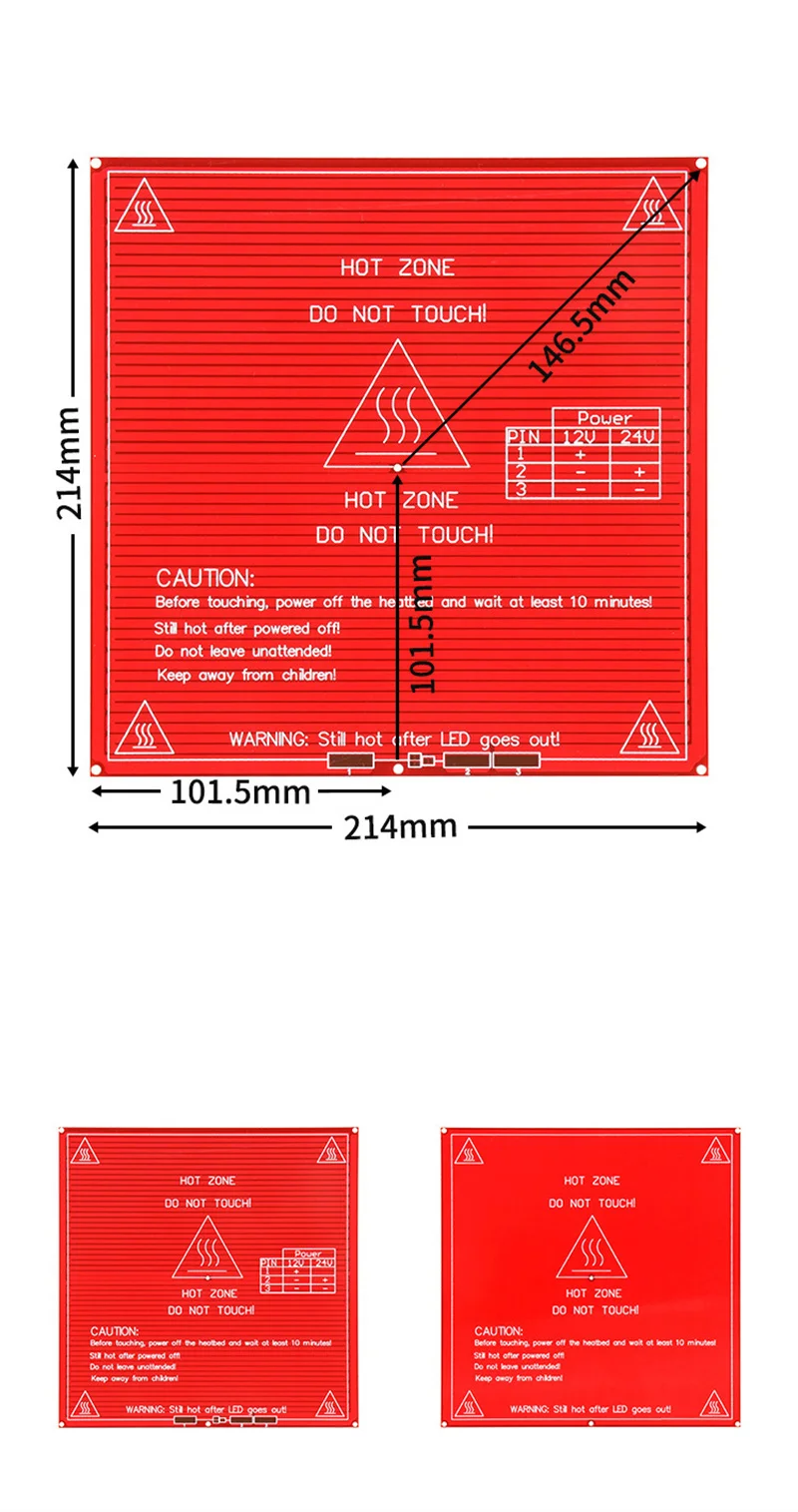 1pc ulepszony MK2B podgrzewane łóżko kwadratowe z włókna szklanego PCB płyta grzejna podwójny 12V 24V czerwony MK2 B 214mm x 214mm gorące łóżko do drukarki 3D ciepła część