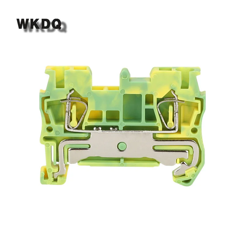 Ground Connector 5Pcs ST2.5-PE Spring-cage 2.5mm2 PE Wire Electrical Metal Earth Terminal ST 2.5-PE Din Rail Terminal Block