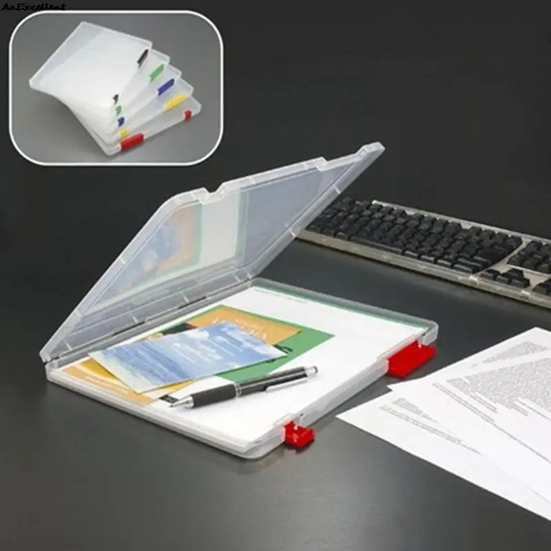 A4 File Holder Transparent Dustproof File Sorting Storage Box Portable A4 Paper Organizer Document Case Office Table Desk
