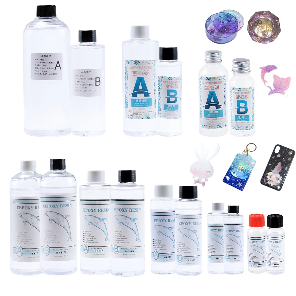 AB Resina Cola Epóxi para Fazer Jóias, Gel de Cristal, Alta Adesiva, Endurecedor, Acessório Goma, Intarsia, Adesivos, Seladores, DIY