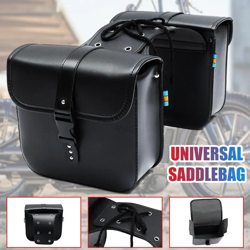 Pair Motorcycle Saddle Bags Side Tool Luggage Bag Black Brown Waterproof Saddlebags Universal For Honda/Yamaha/Suzuki