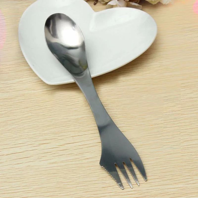 

Tactical 2-IN-1 Spork Stainless Steel Spoon Fork Picnic Traveling Camping Tableware Spoon Fork Set