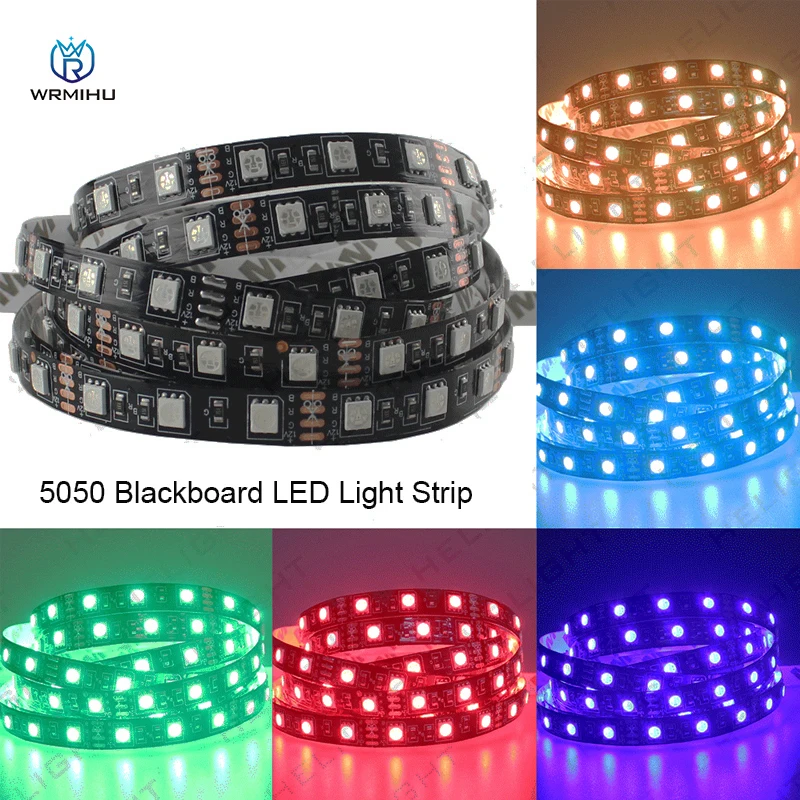 DC12V 5m 5050-60leds/m 10mm Flexible LED Light with Black PCB Board RGB Colorful Warm White Suitable For Bedroom Decoration