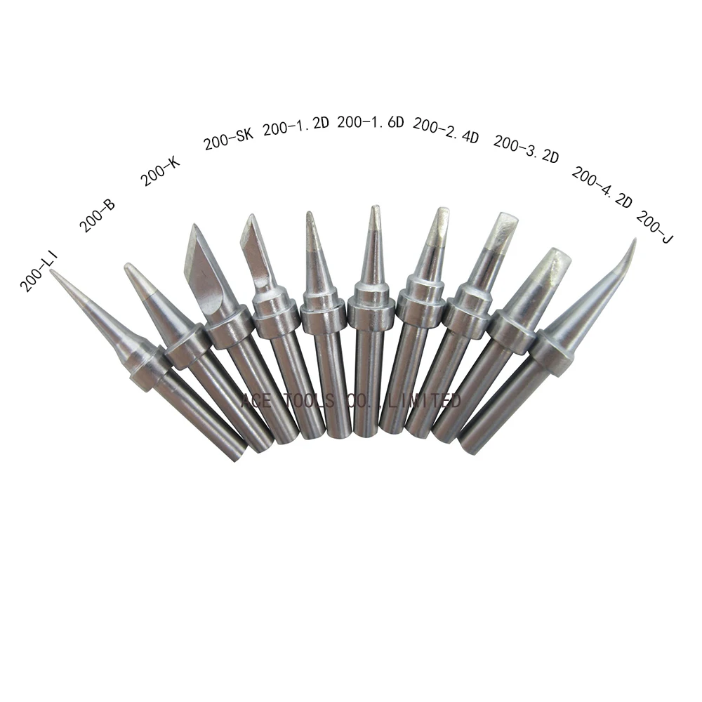 

10 PCS 200 Series Replacement Soldering Tips Fit QUICK 203 203H 204 204H 203D 376(I) 376D(I) 3100 3101 3102 3112 3202 20H-90 Bit