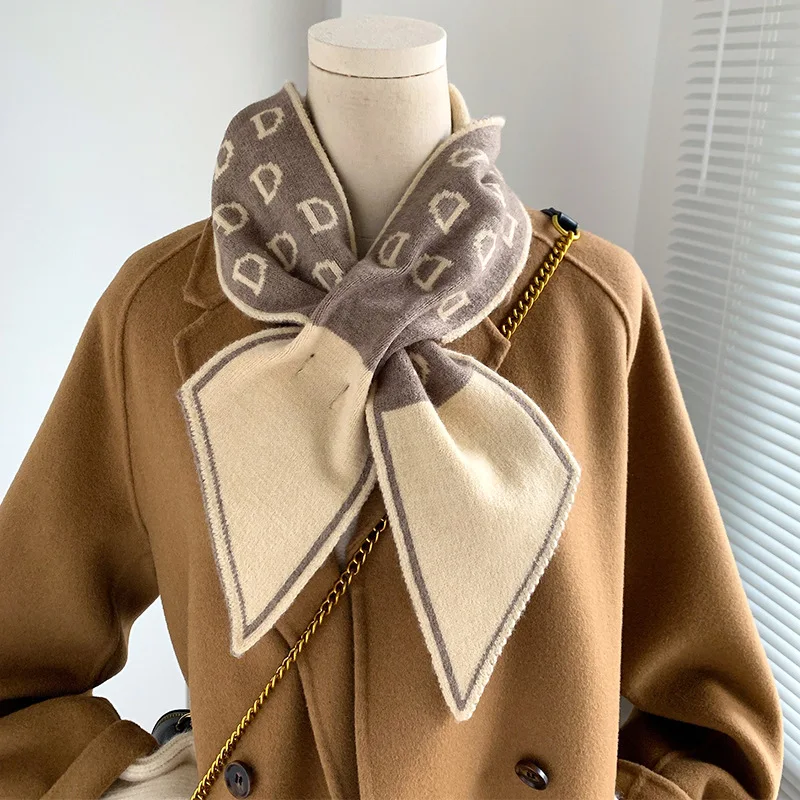 Knitted Scarf New Design Letter Luxury Brand Scarf Women Winter Scarf Warm Long Skinny Small Scarf Female Neckerchief Scarves