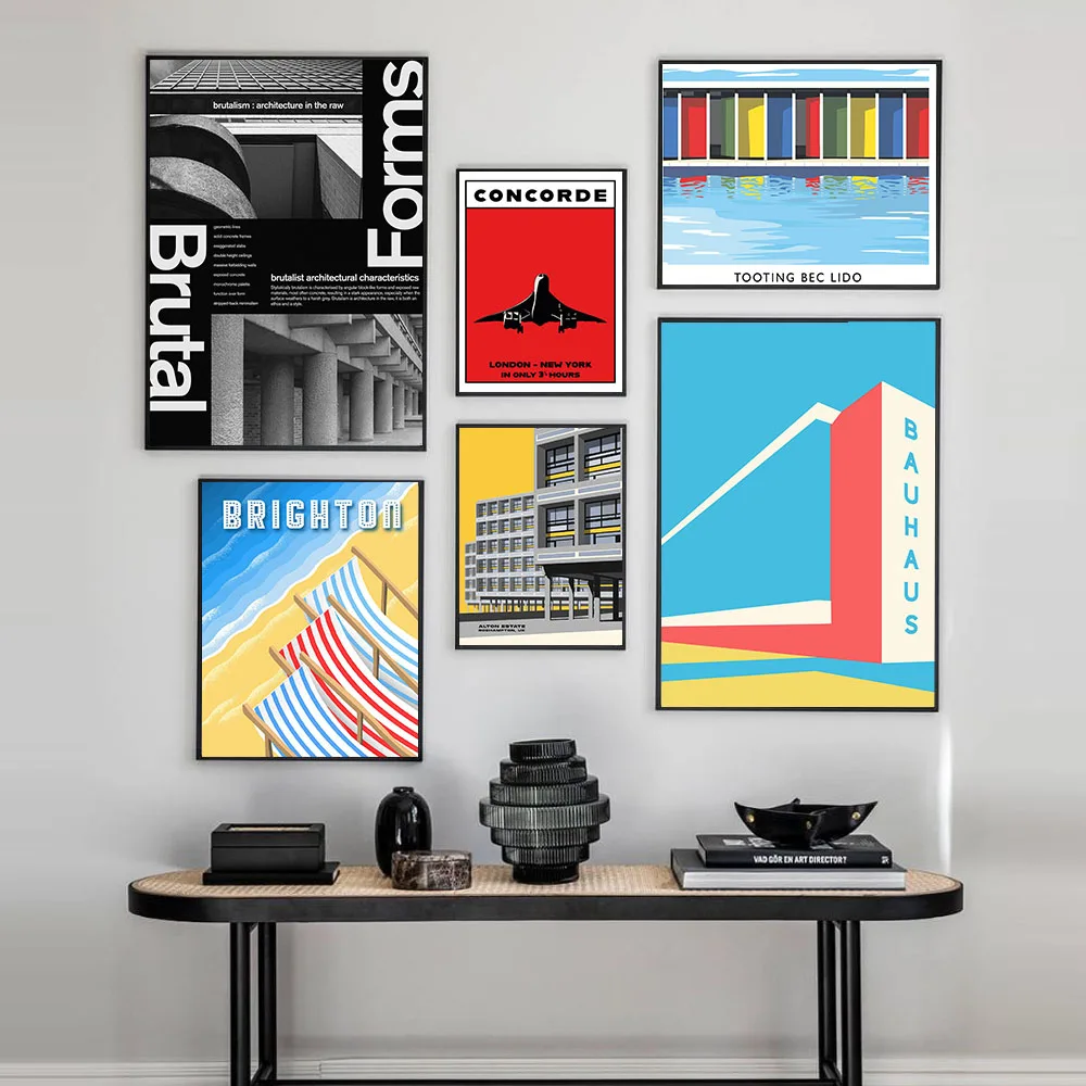 Dessau Bauhaus Architecture Exhibition Poster Brutalism Wall Art Picture Canvas Painting Posters and Prints for Room Home Decor