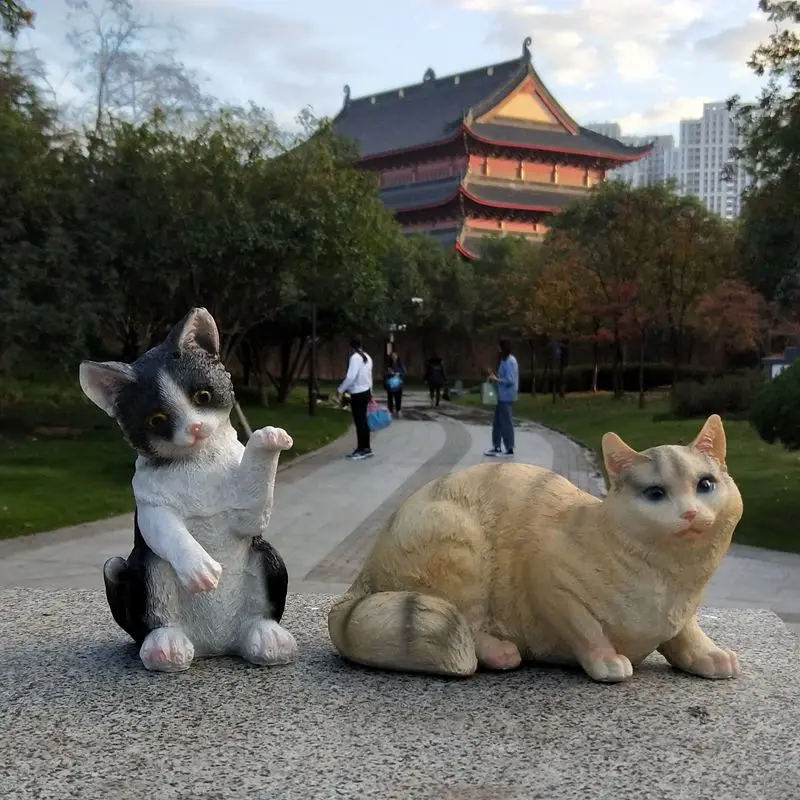 Imagem -03 - Simulação Pastoral Gato Resina Estátuas Pátio Arte Escultura ao ar Livre Gramado Artesanato Jardim Villa Acessórios Decoração