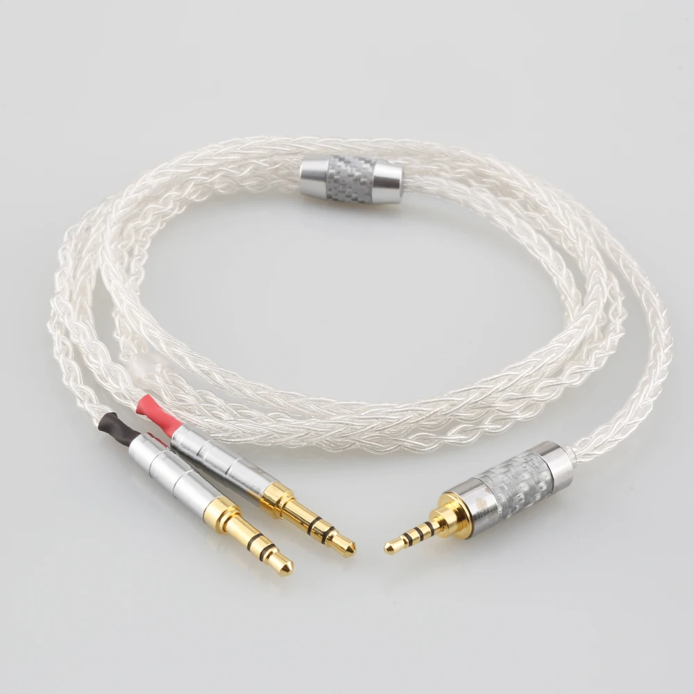 

99% Pure Silver 8 Core Headphone Cable For Denon AH-D600 D7100 Hifiman HE1000se HE6se he400i he400se arya