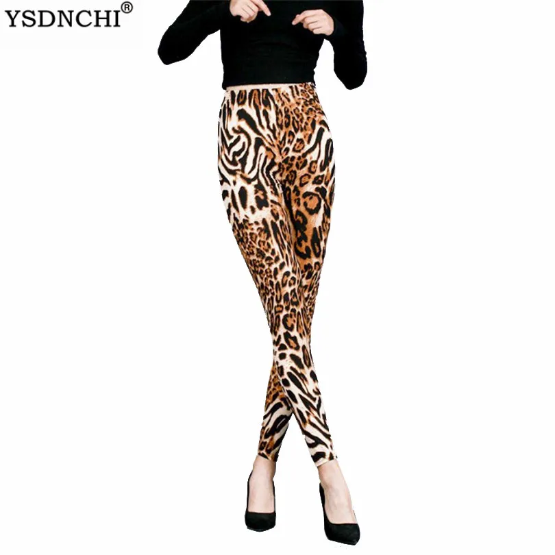 YSDNCHI Legging Olahraga Olahraga Celana Motif Macan Tutul Celana Panjang Push Up Seksi Pakaian Wanita DropShipping