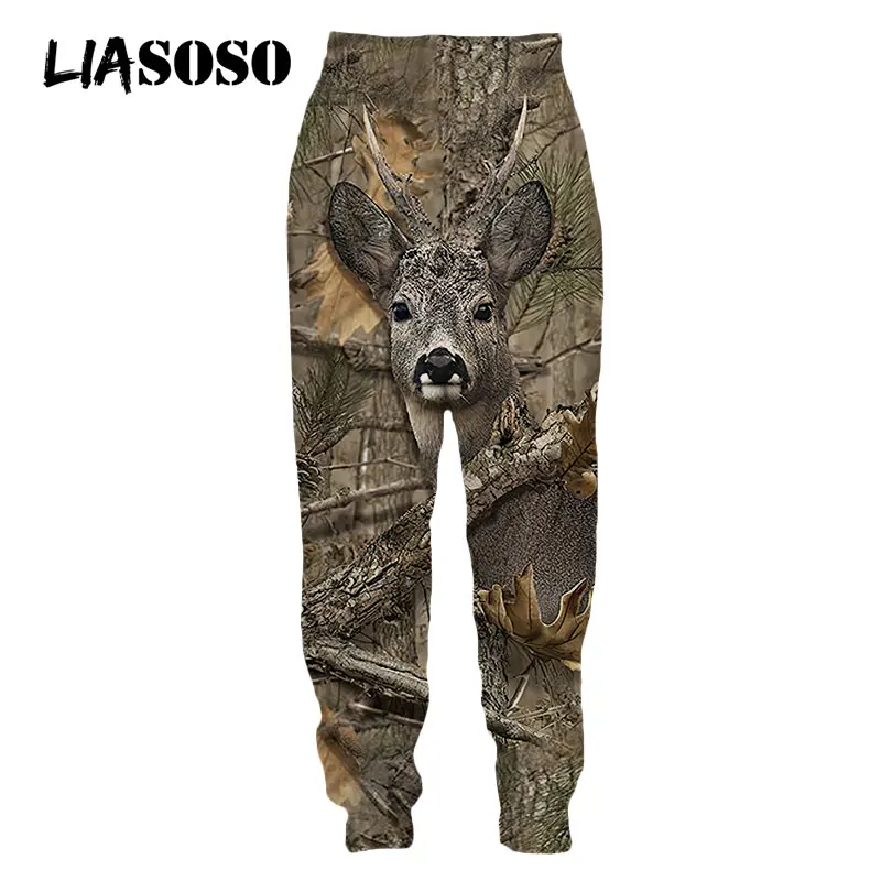 LIASOSO 3D Print Wild Animal Fox Pig Wolf Hunting Hunter pantaloni della tuta Harajuku pantaloni della tuta Casual Jogging donna uomo abbigliamento