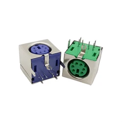1/2 Stuks PS2 Vrouwelijke Socket Jack Connector Op PCB Groen/Paars 6 Pins PS/2 vierkante Jack Adpater