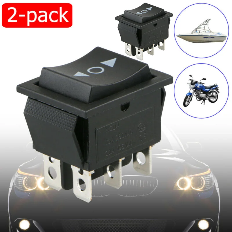 2-Pack 6 PIN DPDT Double Pole Double Throw 20 Amp Momentary Rocker Switch Heavy Duty Rocker Switch For Car Window Sunroof