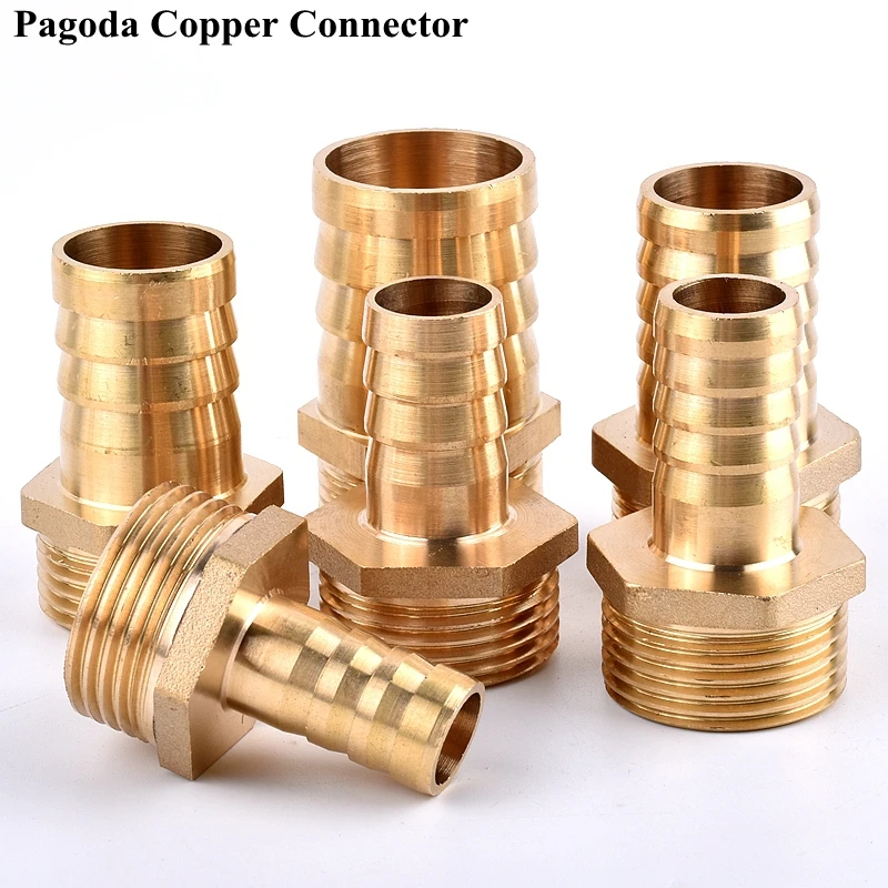 

1" 1.2" 1.5" Male Thread Pagoda Connector 25~50mm Hose Barb Joint Brass Pipe Fitting Garden Irrigation Copper Coupler Adapter