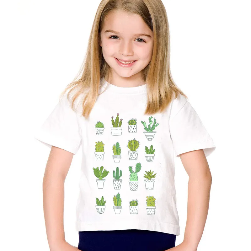 kid clothes Cactus Gather Fashion Print graphic t shirts cute Children T-shirts Kids Short Sleeve Boys/Girls Tops Baby Clothing