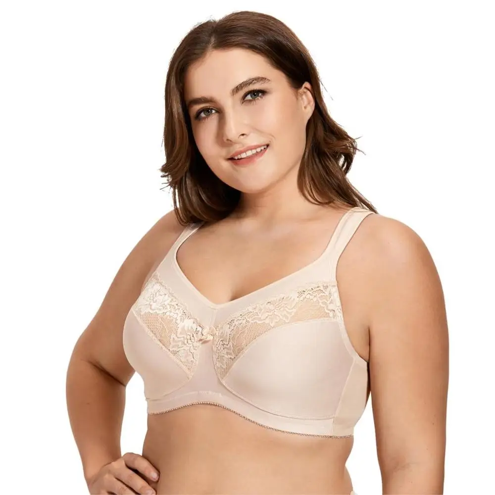 Women\'s Cotton Unlined Full Coverage Support Wire free Plus Size Minimizer Bra