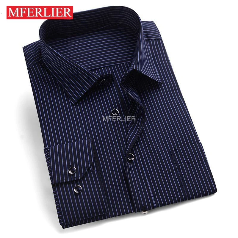 MFERLIER Autumn Men Shirts Plus Size 6XL 7XL 8XL 10XL 155kg Long Sleeve Shirts