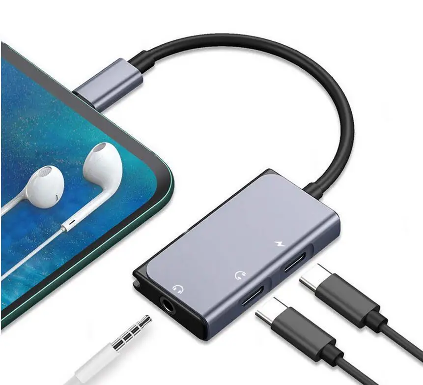 USB-C HUB Type-c Headset Conversion Head 3.5mm Adapter Cable Audio Call Charging Three-in-one Converter PD Fast Charging