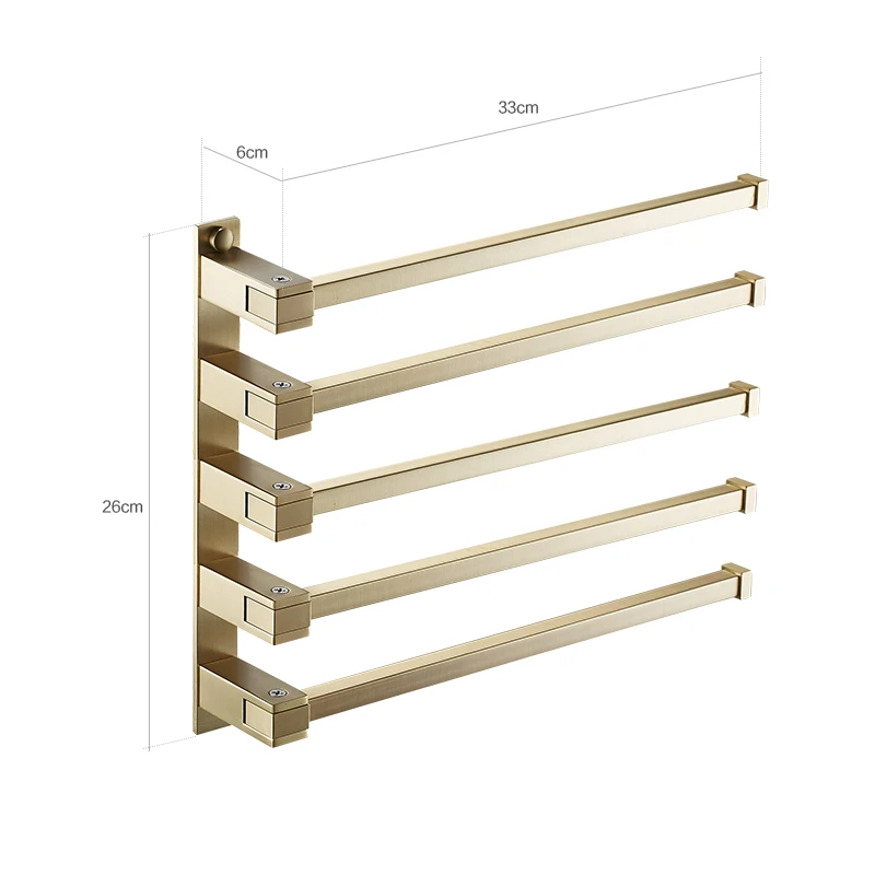 Imagem -06 - Tuqiu-porta-toalhas Dobrável de Latão com Ganchos Acessório para Banheiro Cor Dourado Escovado