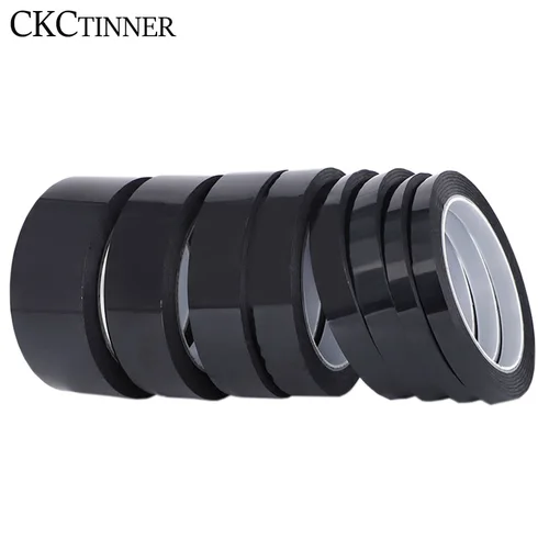 Película negra de 5/8/10/12/15/18/20/25mm x 50M, cinta Kapton resistente a altas temperaturas de poliimida para tareas eléctricas/parrillas/revestimiento en polvo