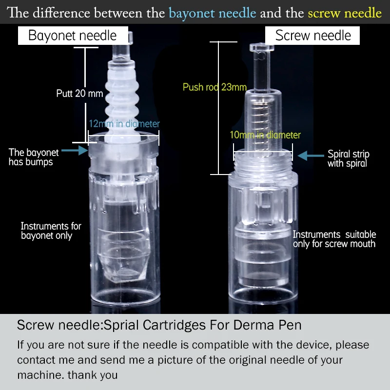 Derma Pen Needle Cartridges 9 12 36 Round Nano 3D 5D Needles Tips For Screw Port Micro Needle Pen