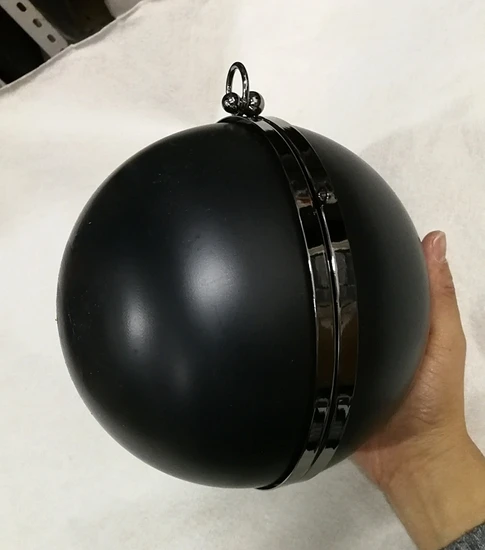 18 cm round shape metal box clutches with black plastic surface diy handbag accessories metal bag frames evening bags box frame