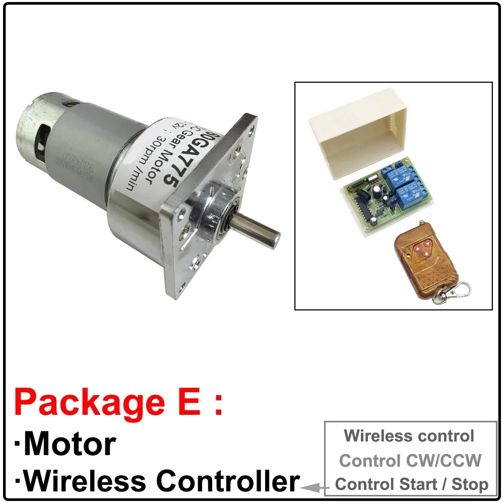 12V 24V DC Motor with Adjustable Speed, Slow Speed, High Torque 82kg Micro Motor 775 Gear Reducer Motor